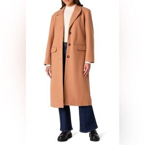 The Drop Women's Liam Loose Overcoat Camel Long Coat